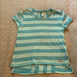 Under Armour tee - girls, blue stripe